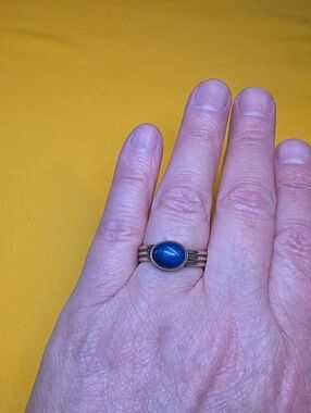 Silver (Unmarked) Ring ▪︎ Blue Cabochon ▪︎ Likely Lapis Lazuli